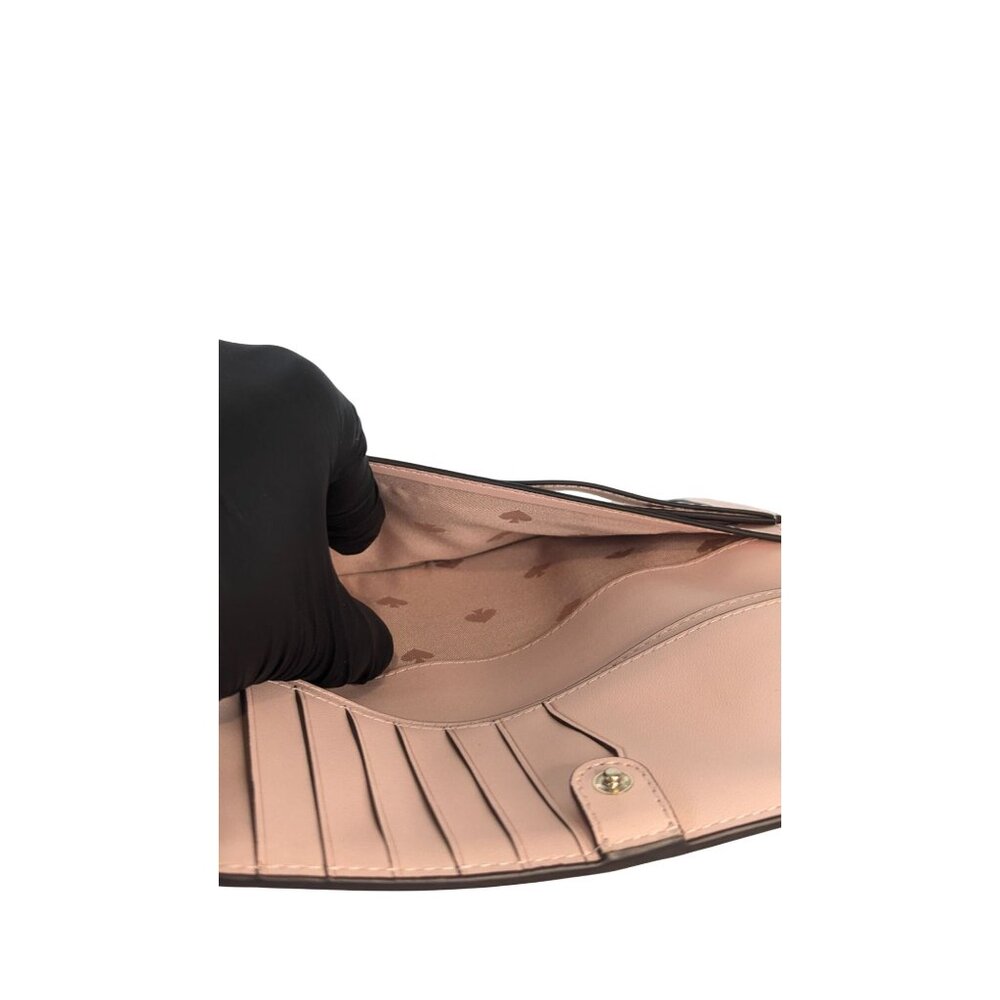 Kate Spade New York Long Wallet Bifold Saffiano Leather Pink Pastel Gold Tone - Picture 6 of 12